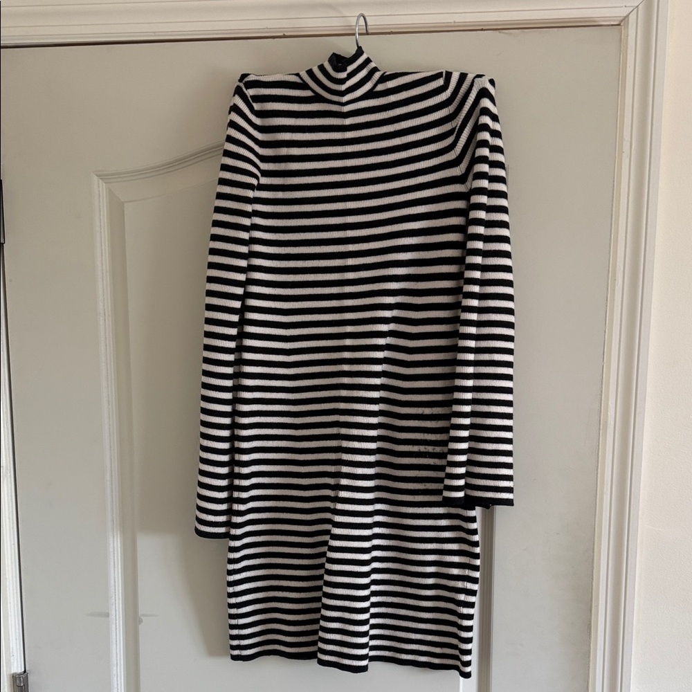 Express Black and White Striped Long Sleeve Dress